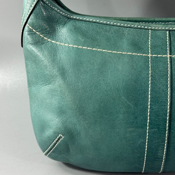 Vintage Coach # 10739 Small Ergo Hobo Teal Leather Handbag Blue Green - Picture 2 of 14